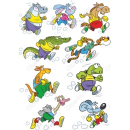 Playful Cartoon Animal Running Set