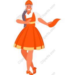 Cheerful Dancer in Orange Dress