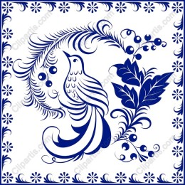 Elegant Blue Bird and Floral