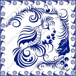 Ornamental Blue and White Bird