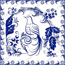 Blue Bird and Floral Decorative
