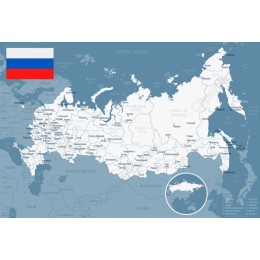  Map of Russia with Flag