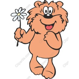 Cheerful Bear with Flower