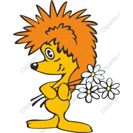 Cartoon Hedgehog with Daisies