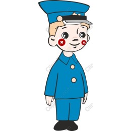 Charming Playful Boy in Blue Uniform