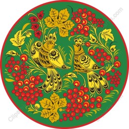 Vibrant Folk Art Birds Clipart