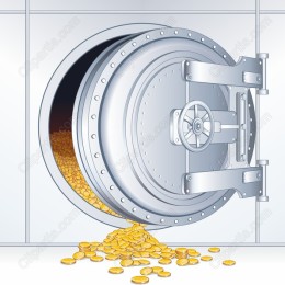 Gleaming Bank Vault with Coins