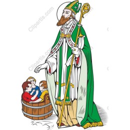 Saintly Figure with Children in Barrel