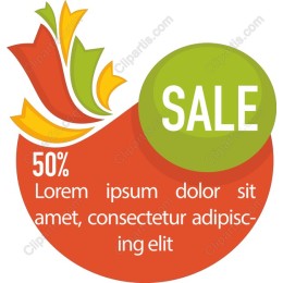 Vibrant Sale Badge with 50% Discount Announcement