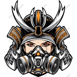Female Samurai Warrior with Gas Mask