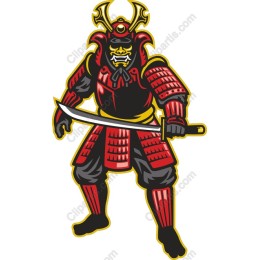 Fierce Samurai Warrior in Red Armor
