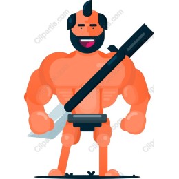Cartoon Muscular Warrior