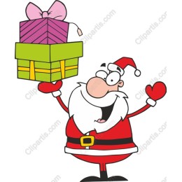 Cheerful Santa Claus with Gifts