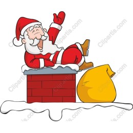 Santa Claus Lounging on Chimney