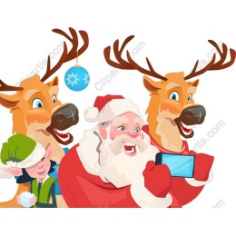 Festive Santa Claus and Reindeer Selfie