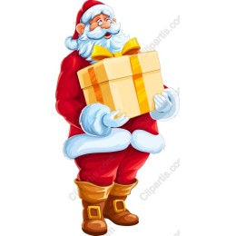 Cheerful Santa Claus with Gift