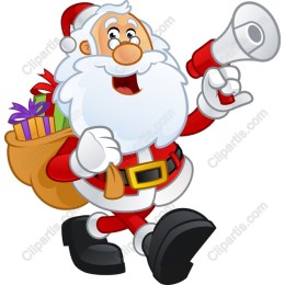 Cheerful Santa Claus with Megaphone
