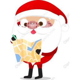 Whimsical Santa Claus with Map