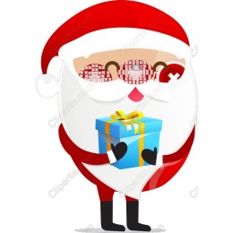 Cheerful Santa Claus with Gift