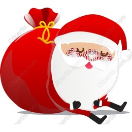 Festive Santa Claus Sitting with Gift Bag