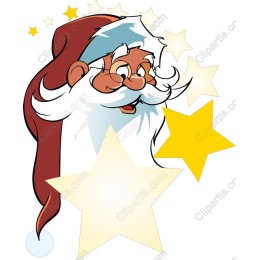 Cheerful Santa with Stars
