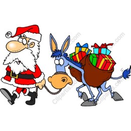 Whimsical Santa and Donkey Christmas