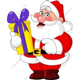 Cheerful Santa Claus with Gift