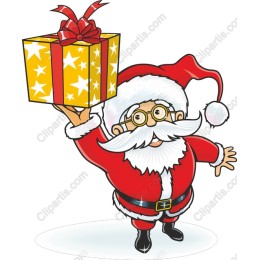 Jolly Santa Claus Holding Gift