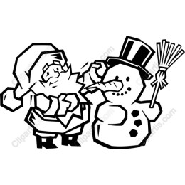Festive Santa Claus and Snowman