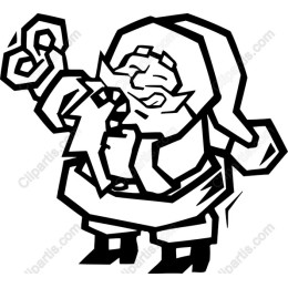 Whimsical Santa Claus Line-Art