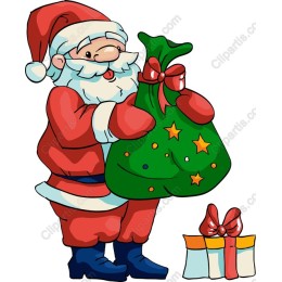 Joyful Santa Claus with Gift Bag