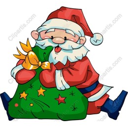 Cheerful Santa Claus with Gift Sack