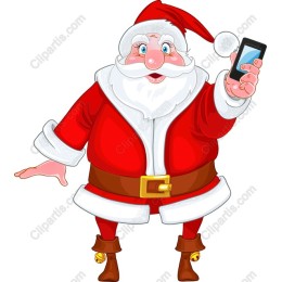 Jolly Santa Claus with Smartphone