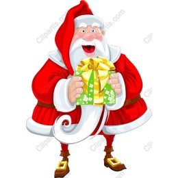 Joyful Santa Claus with Gift