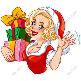 Cheerful Santa Girl with Gifts