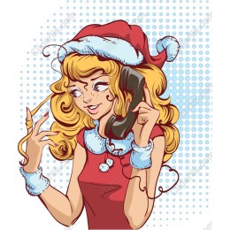 Festive Retro Phone Girl