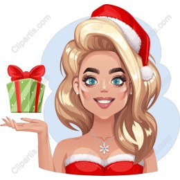 Cheerful Santa Character Holding Gift
