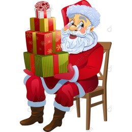 Cheerful Santa Claus with Christmas Presents