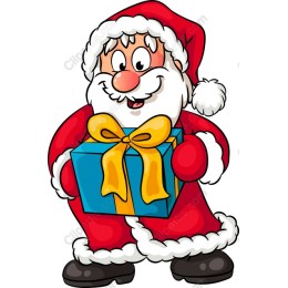 Cheerful Santa Claus Holding Gift