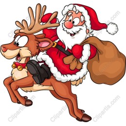 Whimsical Santa Claus and Reindeer