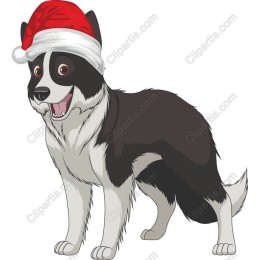 Joyful Dog in Santa Hat
