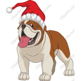 Cheerful Bulldog Santa Hat