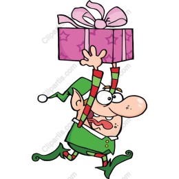 Cheerful Elf with Gift