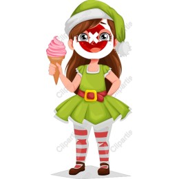 Playful Elf Girl with Ice Cream