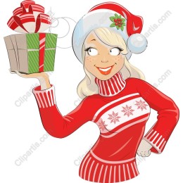 Joyful Holiday Woman with Gift