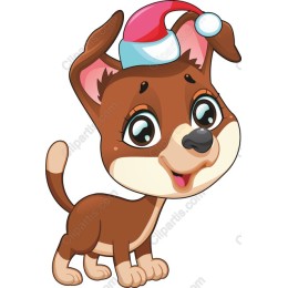 Festive Cartoon Dog with Santa Hat
