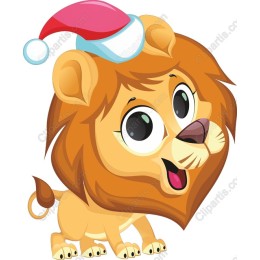 Festive Lion with Santa Hat