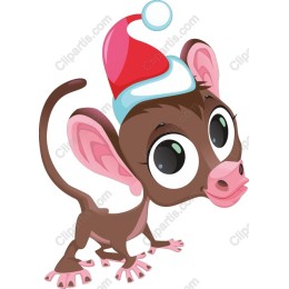 Playful Monkey in Santa Hat
