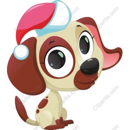 Adorable Cartoon Dog with Santa Hat