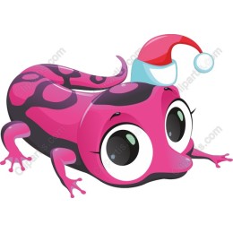 Playful Pink Salamander with Santa Hat